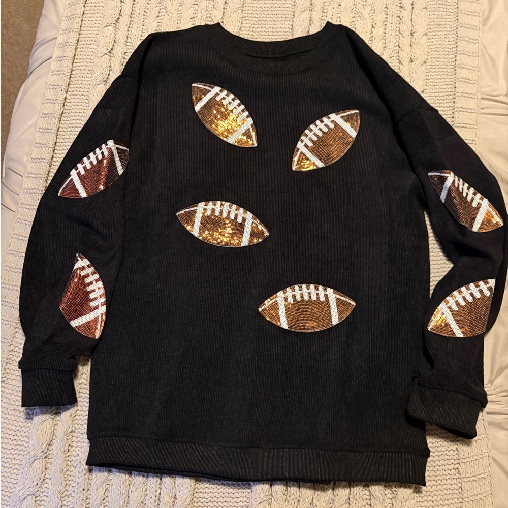 Black Football Sequin Sweatshirt